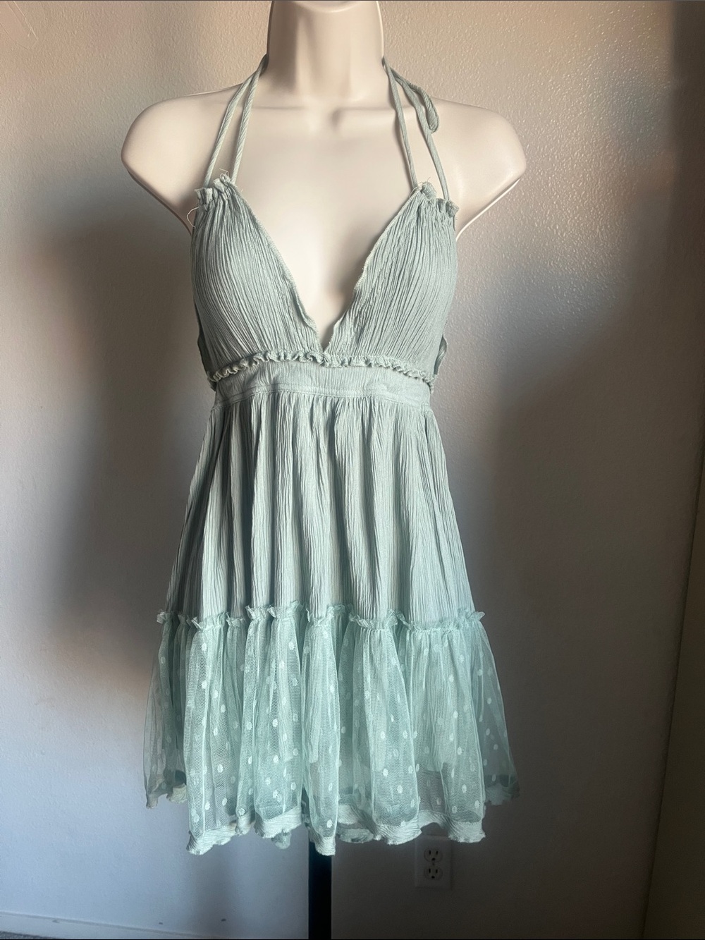 Light Mint Halter Boho Sun Dress